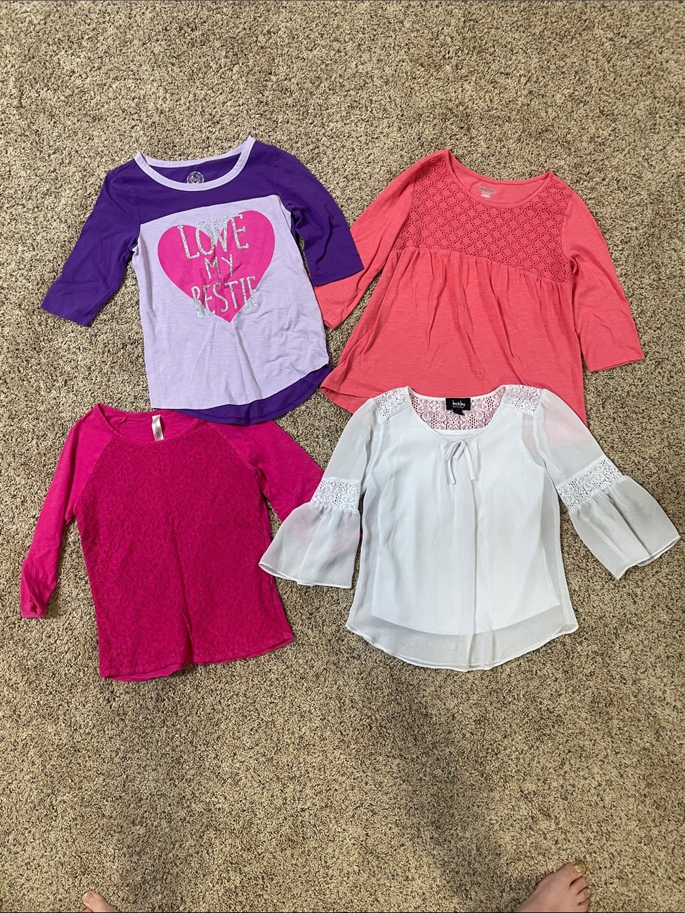 Girls 3/4 Sleeve shirt lot